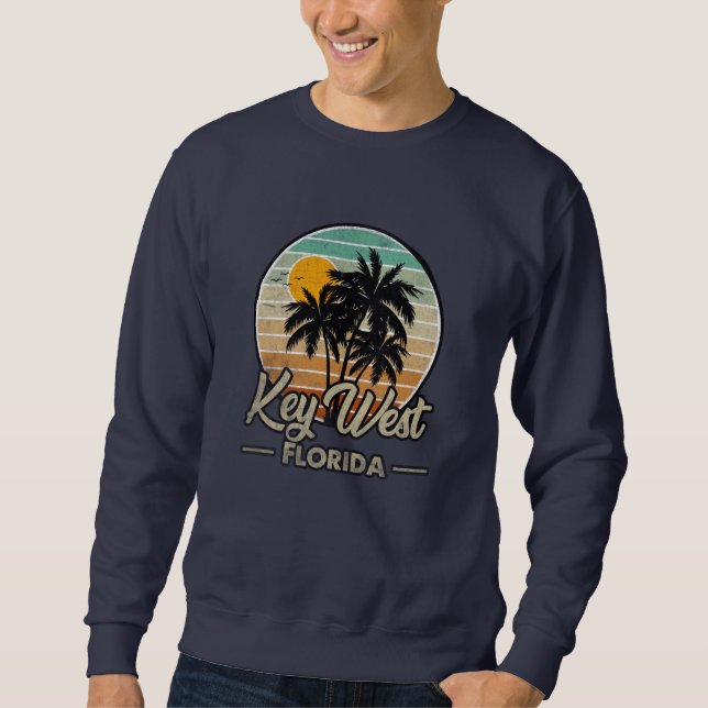 Key West Florida Keys Retro 70er Beach Vacation Sweatshirt (Vorderseite)