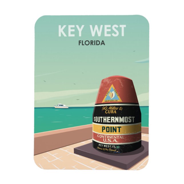 Key West Florida Mile Zero Magnet (Vertikal)
