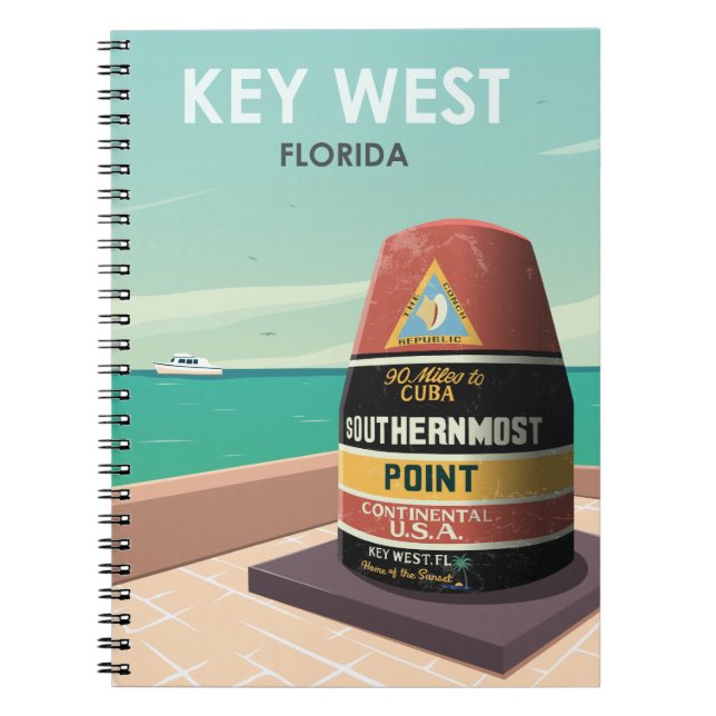 Key West Florida Mile Zero Notizblock (Vorderseite)