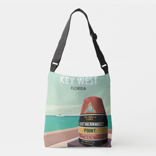 Key West Florida Mile Zero Tragetaschen Mit Langen Trägern (Vorderseite)