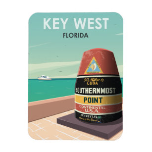 Key West Florida Mile Zero Vintage Travel Magnet