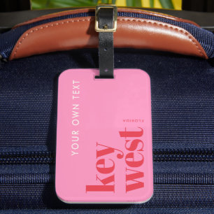 Key West Florida moderne Typografie pink Gepäckanhänger