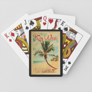 Key West Florida Palm Tree Beach Vintage Reisen Spielkarten
