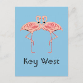 Key West Florida Pink Flamingo Couple Postkarte