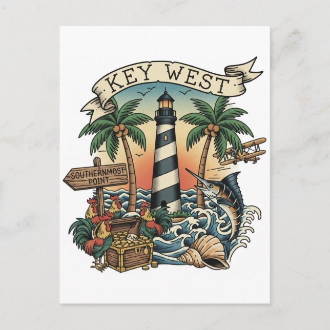 Key West Florida Reise Postkarte (Vorderseite)