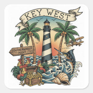 Key West Florida Reise Quadratischer Aufkleber