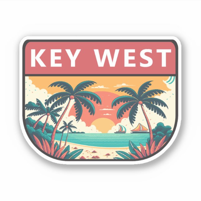 Key West Florida Retro Emblem Aufkleber (Vorderseite)