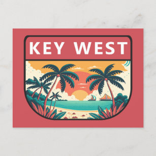 Key West Florida Retro Emblem Postkarte