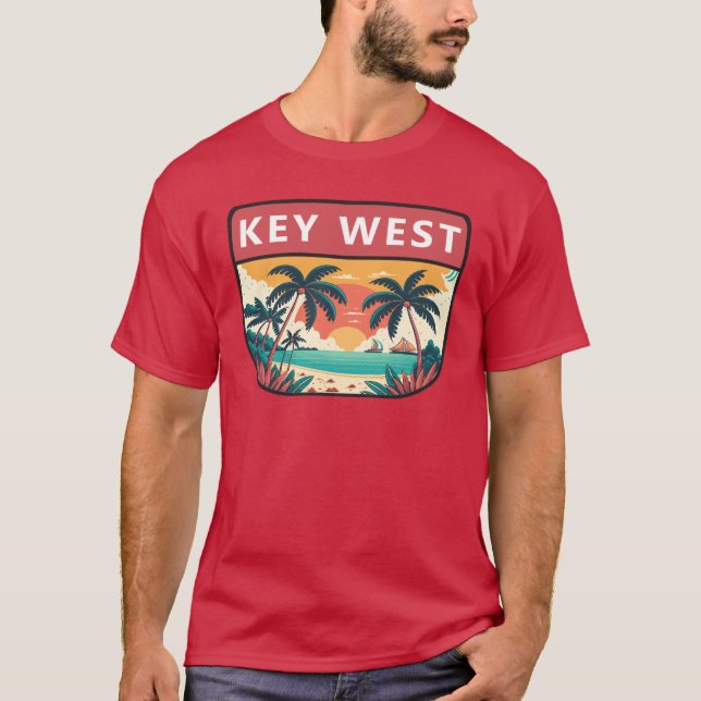 Key West Florida Retro Emblem T-Shirt (Vorderseite)