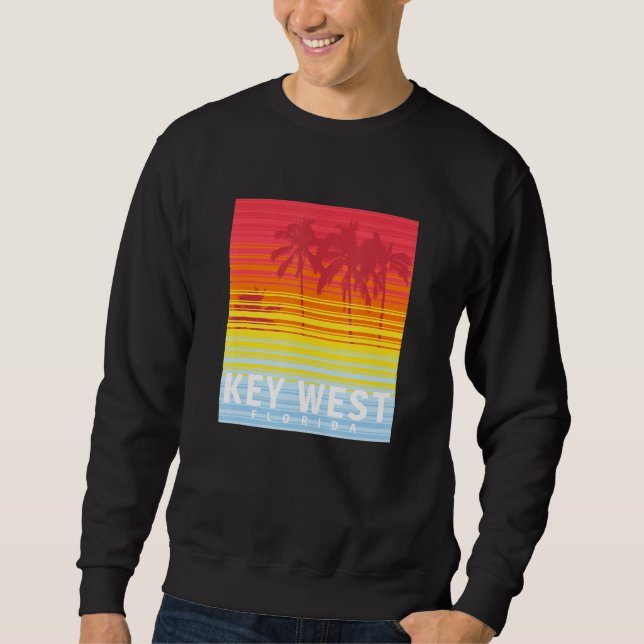 Key West Florida Retro Sunset Palm Trees Sweatshirt (Vorderseite)