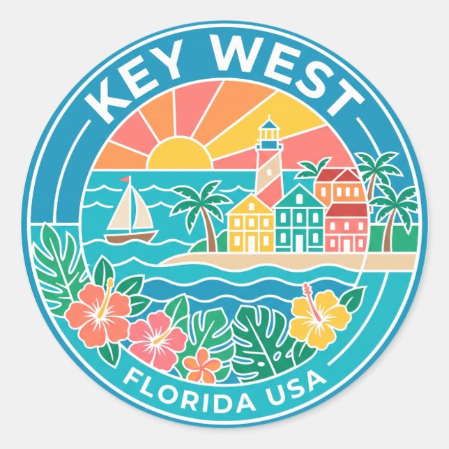 Key West Florida Runder Aufkleber (Vorderseite)