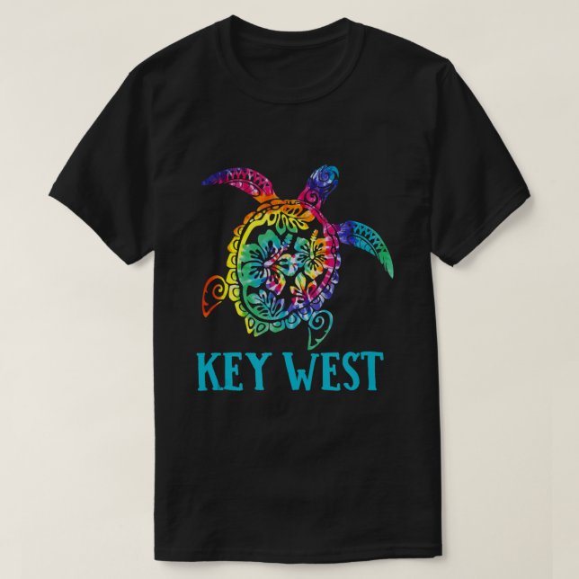 Key West Florida Sea Turtle Hibiskus Gefärbte Kraw T-Shirt (Design vorne)