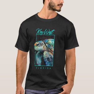 Key West Florida Souvenir Watercolor Sea Turtle Po T-Shirt