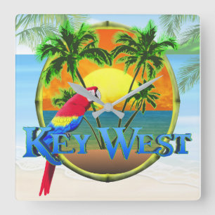 Key West Florida Sunset Quadratische Wanduhr