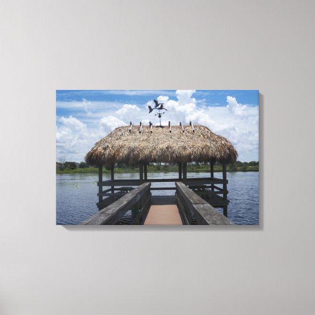 Key West Florida Tiki Hut Toile Enveloppée Photo A (Recto)