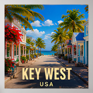 Key West Florida Tropische Straße Reise Souvenir Poster