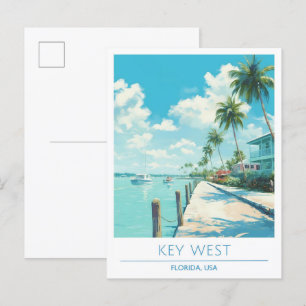 Key West Florida USA Art Vintage Travel Postkarte
