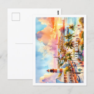 Key West Florida USA Berühmter Ort Aquarell Postkarte
