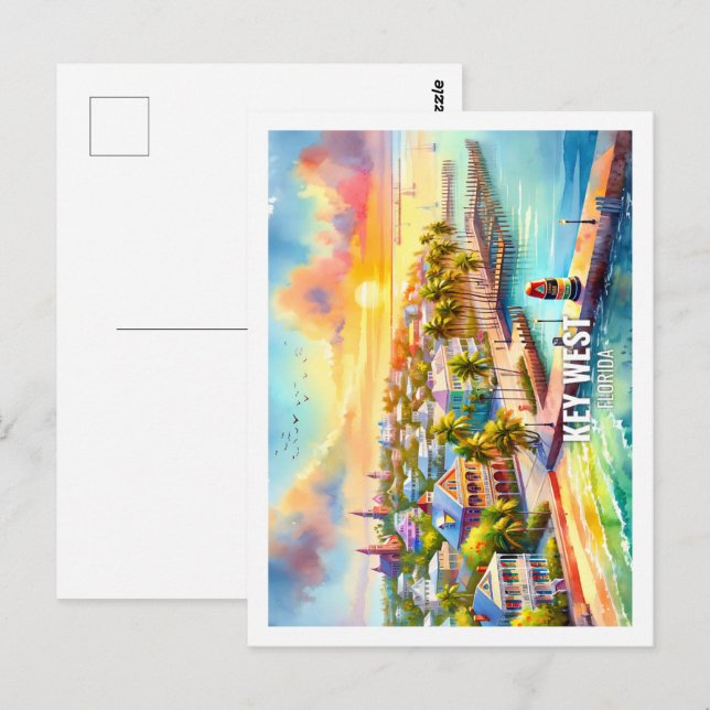 Key West Florida USA Fantastischer Place Wasserfar Postkarte (Vorne/Hinten)