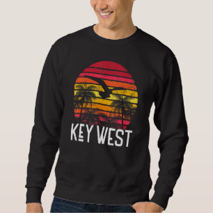 Key West Florida Vintag Retro Beach Palm Tree Sur Sweatshirt
