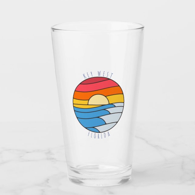 Key West Florida Vintage Beach Sunset Glas (Vorderseite)