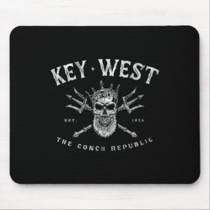 Key West Florida Vintage Poseidon Conch Republik Mousepad
