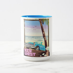 Key West Florida Vintage-Reiseplakat Zweifarbige Tasse
