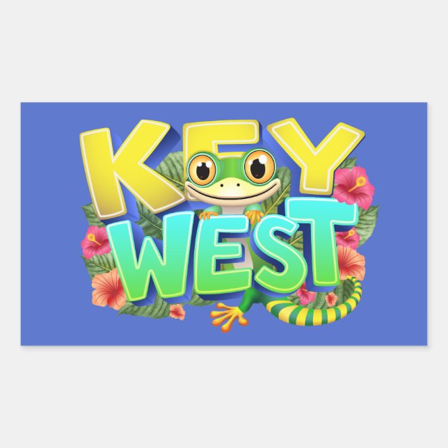 Key West Gecko Florida Rechteckiger Aufkleber (Vorderseite)