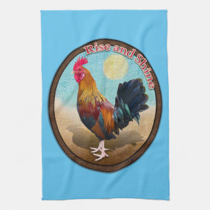 Key West Gypsy Hahn Rise and Shine Vintage Oval Geschirrtuch