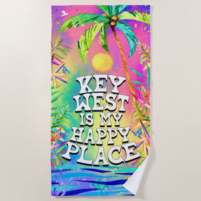Key West ist mein Happy Place Beach Handtuch (Vorderseite)