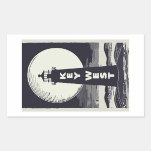 Key West Lighthouse Moon Rechteckiger Aufkleber