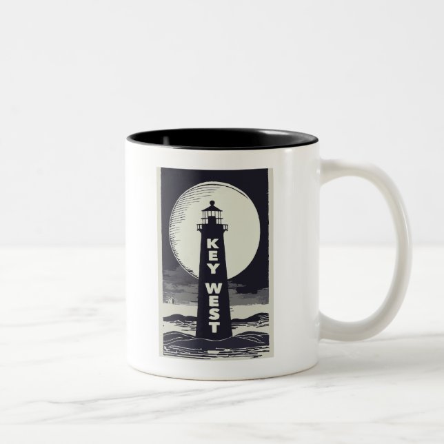 Key West Lighthouse Moon Zweifarbige Tasse (Rechts)