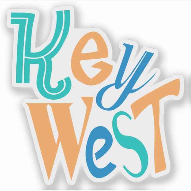 Key West lustige bunte typografische Gestaltung Aufkleber (Vorderseite)