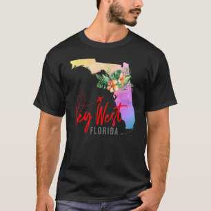 Key West Map Matching Vacation Family Girls Tour T-Shirt