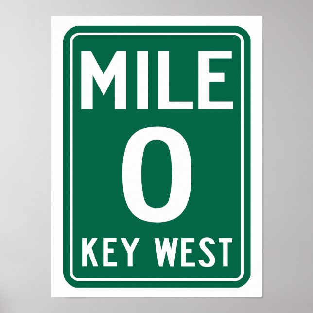 Key West Mile 0, Florida USA Poster (Vorne)