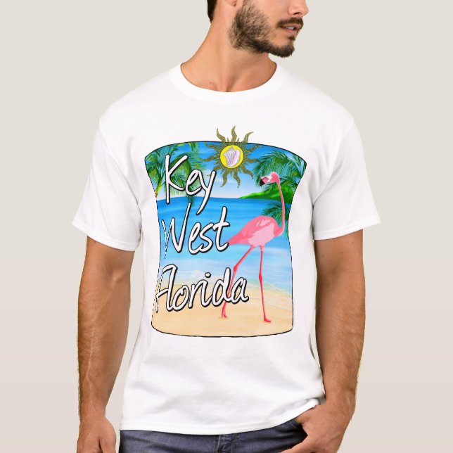 Key West Pink Flamingo Florida Keys T-Shirt (Vorderseite)