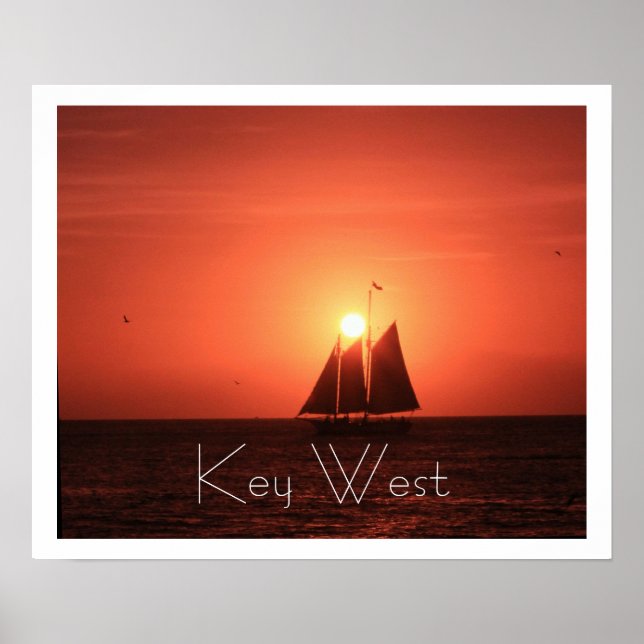 Key West, Sailboat Silhouette bei Sunset Poster (Vorne)
