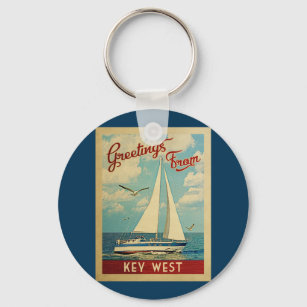 Key West Sailboat Vintage Travel Florida Schlüsselanhänger