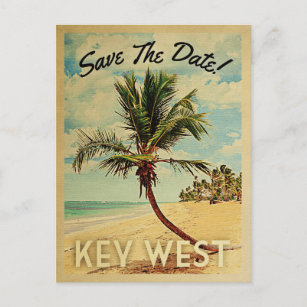 Key West Save the Date Vintag Beach Palm Tree Ankündigungspostkarte