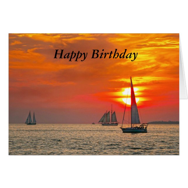 Key West-Segelboot-Sonnenuntergang-alles Gute zum (Vorderseite (Horizontal))