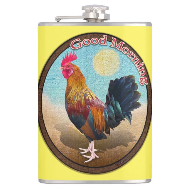 Key West - Sinti und Roma Rooster Guten Morgen Vin Flachmann (Vorderseite)
