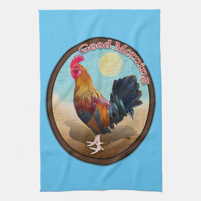 Key West - Sinti und Roma Rooster Guten Morgen Vin Geschirrtuch (Vertikal)