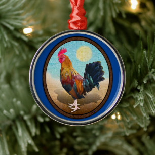 Key West - Sinti und Roma Rooster Vintag Oval Ornament Aus Metall
