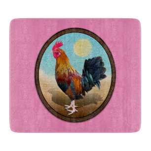 Key West - Sinti und Roma Rooster Vintag Oval Schneidebrett