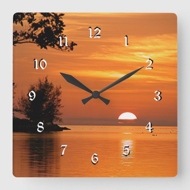 Key West, Sonnenuntergang von Florida Quadratische Wanduhr (Vorderseite)