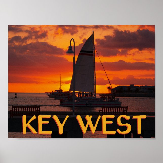 Key West Sunset mit Boote Poster (Vorne)