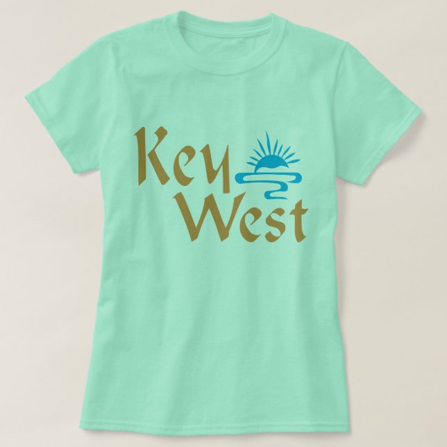Key- WestT - Shirt mit Sonnenuntergangentwurf (Design vorne)