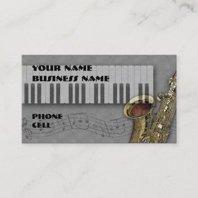 Keybaord u. Saxophon - Musikindustrie-Karte Visitenkarte (Vorderseite)