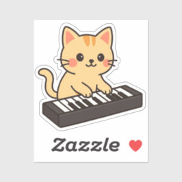 Keyboard Cat Cartoon Style Aufkleber
