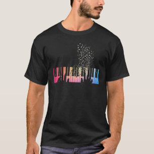 Keyboard Klavier Rosa Blau Gelb Farbverlauf Für Mä T-Shirt